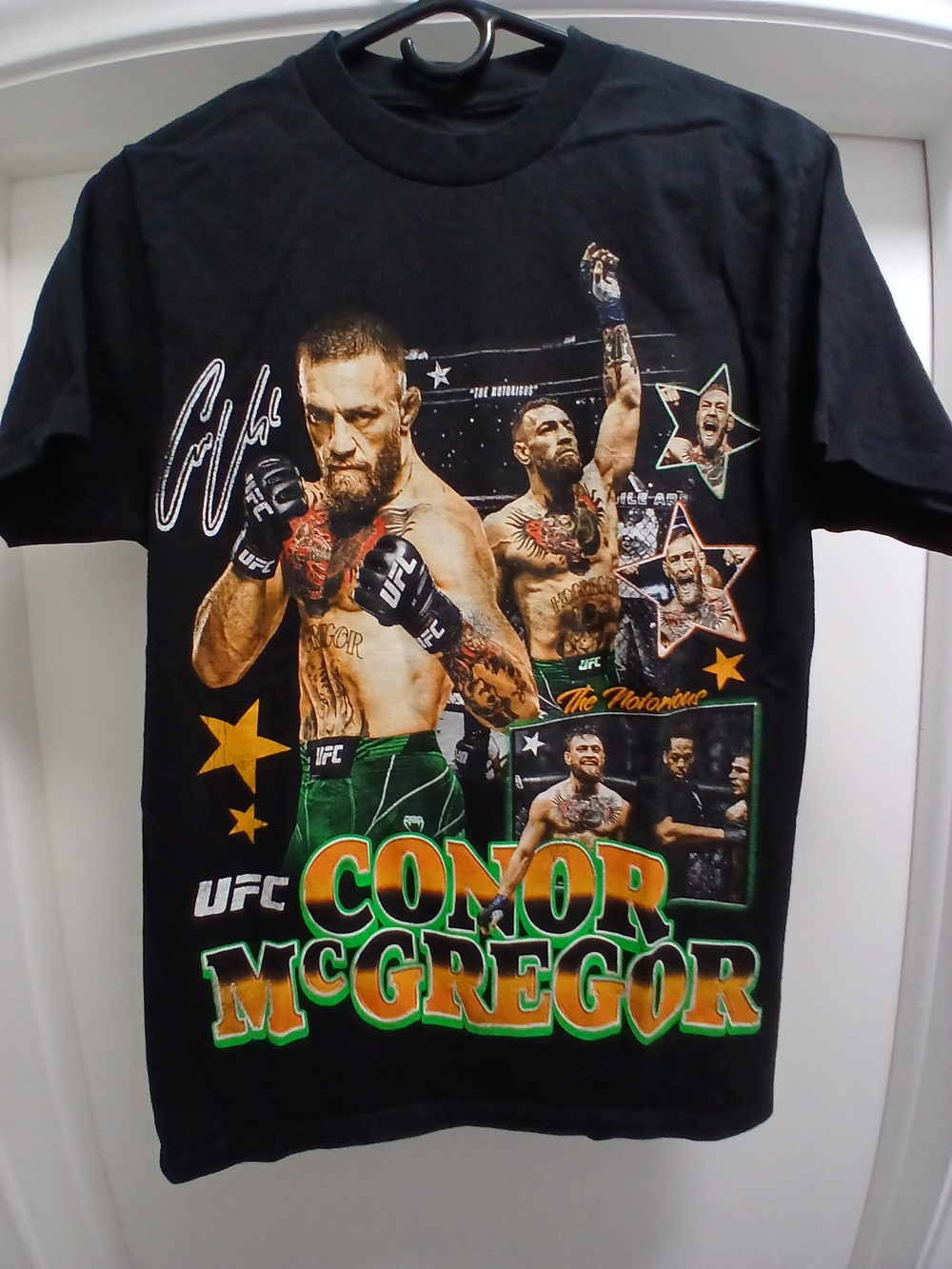 UFC Black Graphic Conner McGregor Fight Night T‑Shirt with Multicolor Print
